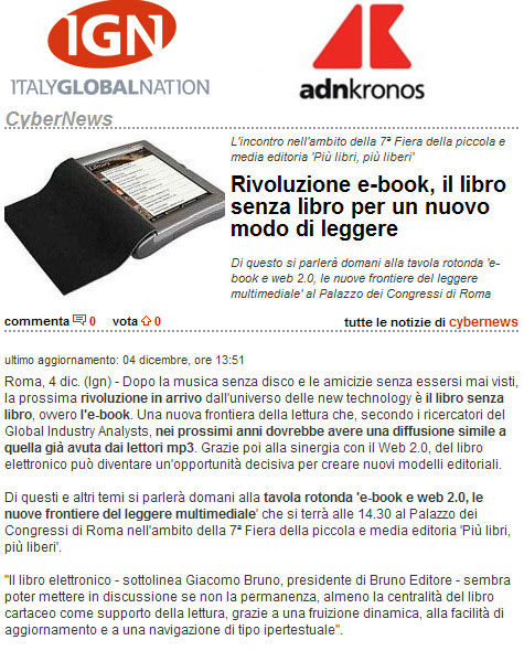 AdnKronos parla della Conferenza sugli Ebook